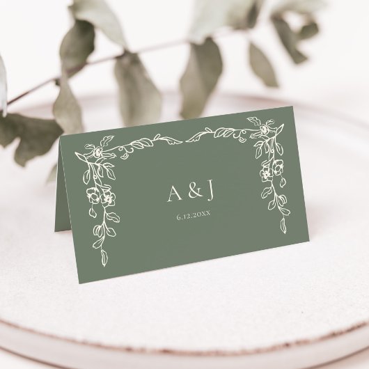 Carte De Placement Mariage Vert Sauge Vintage