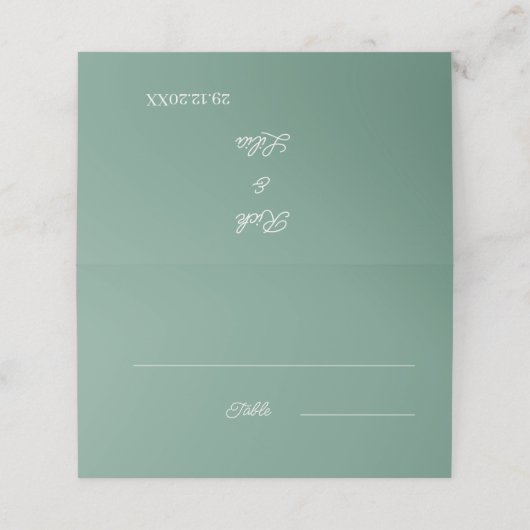 Carte De Placement Mariage vert simple (Extérieur déplié)