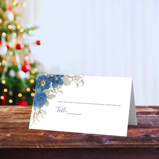 Carte De Placement mariage vintage bleu aquarelle