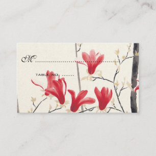 Carte De Placement Mariage vintage, Magnolia japonais rose