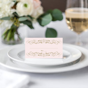 Carte De Placement Mariage Vintage Rose et Or Antique