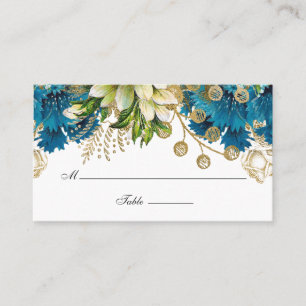 Carte De Placement Mariage vintage Turquoise et Gold Shabby