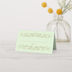 Carte De Placement Mariage Vintage Vert et Or Antique avec Floraison