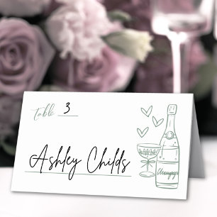 Carte De Placement Mariage Whimsical Vert Tiré À La Main