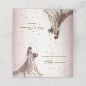 Carte De Placement Mariée d'hiver rose Golden Shiny Hearts (Extérieur déplié)