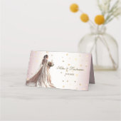 Carte De Placement Mariée d'hiver rose Golden Shiny Hearts (Dos)