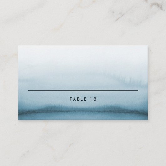 Carte De Placement Marine bleu aquarelle Ombre Mariage moderne (Devant)