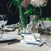 Carte De Placement Marine Bleu et Blanc rayé Hydrangea Art Floral