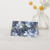 Carte De Placement Marine Bleu & Or Aquarelle Floral Table Siège (Dos)