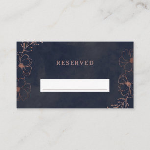 Carte De Placement Marine Bleu & Rose Gold Réservé Mariage de siège