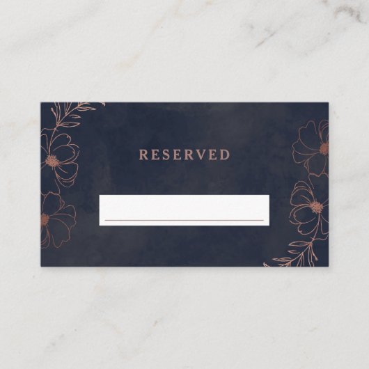 Carte De Placement Marine Bleu & Rose Gold Réservé Mariage de siège (Devant)