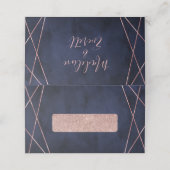 Carte De Placement Marine Bleu & Rose Gold Table géométrique Siège (Extérieur déplié)