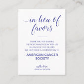 Carte De Placement Marine Bleue En Lieu Et Place Des Faveurs Charité  (Devant)