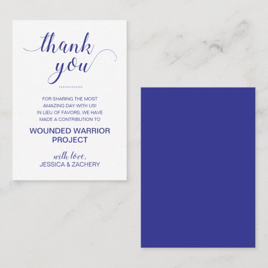 Carte De Placement Marine Bleue En Lieu Et Place Des Faveurs Charité (Devant / Derrière)