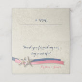 Carte De Placement Marine Blue and Pink Beach Starfish and Ribbon (Extérieur déplié)