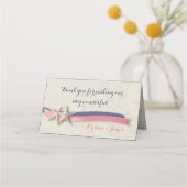 Carte De Placement Marine Blue and Pink Beach Starfish and Ribbon (Devant)