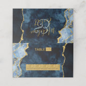 Carte De Placement Marine Blue Gold Marble Agate Siège Numéro de tabl (Extérieur déplié)