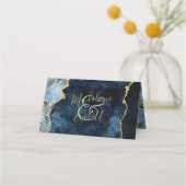 Carte De Placement Marine Blue Gold Marble Agate Siège Numéro de tabl (Dos)