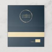 Carte De Placement Marine Blue Rustic Gold Circle Ampersand Mariage (Extérieur déplié)