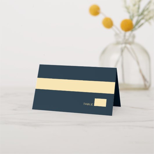 Carte De Placement Marine Blue Rustic Gold Circle Ampersand Mariage (Devant)