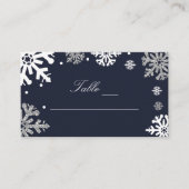 Carte De Placement Marine Blue Snowflakes Mariage d'hiver (Devant)