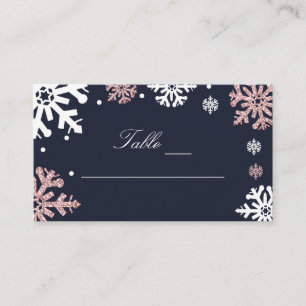 Carte De Placement Marine Blue Snowflakes Mariage d'hiver