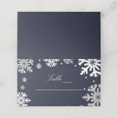 Carte De Placement Marine Blue Snowflakes Mariage d'hiver (Extérieur déplié)