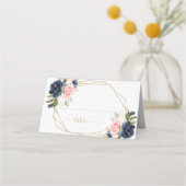 Carte De Placement Marine Blush Floral Gold Mariage géométrique (Devant)