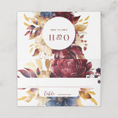 Carte De Placement Marine Burgundy Automne Aquarelle Florale (Extérieur déplié)