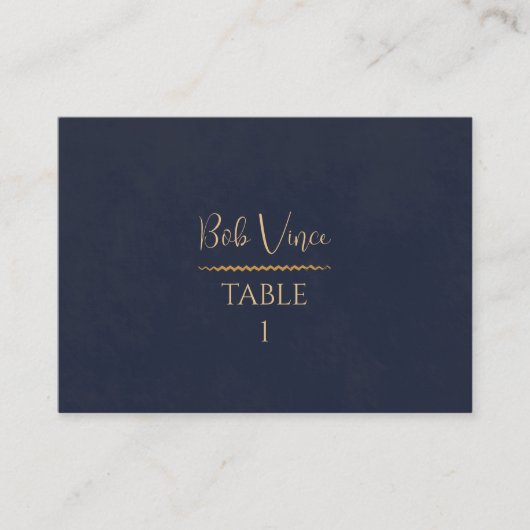 Carte De Placement Marine & Gold Velvet Luxe Table à manger Mariage (Devant)