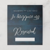 Carte De Placement Marine Luster Dark Blue Réservé Mariage siège (Extérieur déplié)