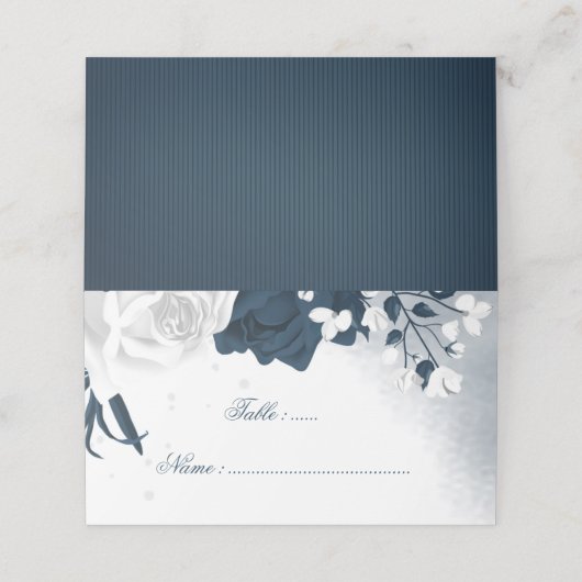 Carte De Placement Marine romantique & fleurs blanches (Extérieur déplié)