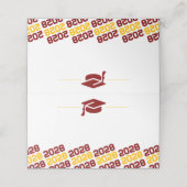 Carte De Placement Maroon Gold Graduation Cap Plier Étiquette, nourri (Extérieur déplié)