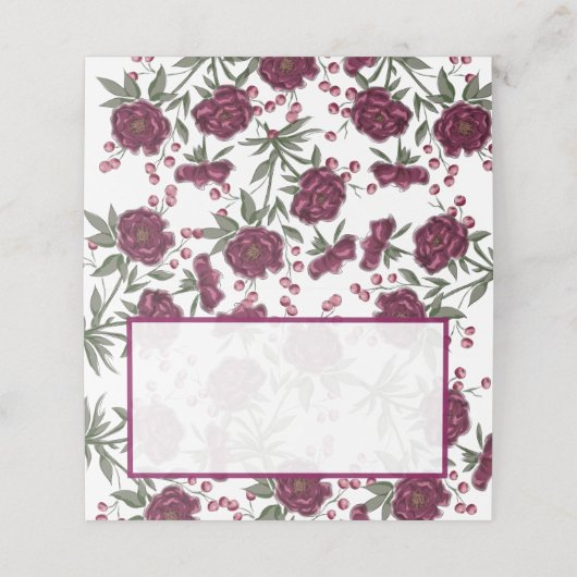 Carte De Placement Maroon Rose Wedding (Extérieur déplié)