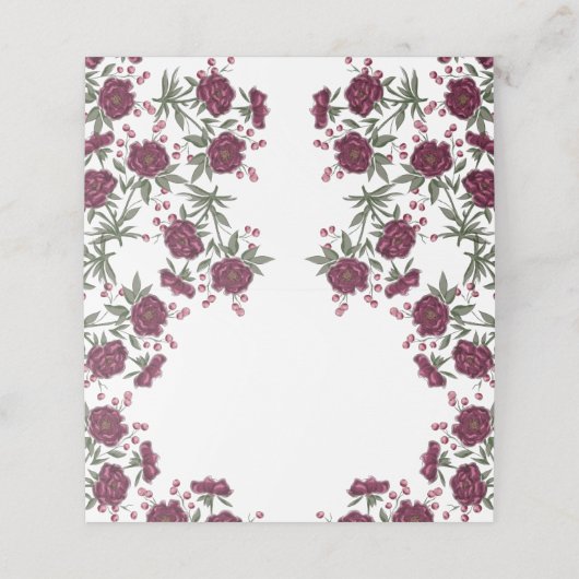Carte De Placement Maroon Rose Wedding (Extérieur déplié)