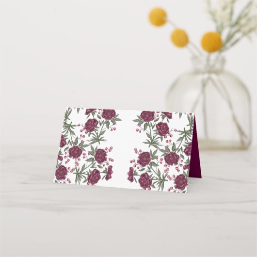 Carte De Placement Maroon Rose Wedding (Dos)