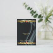 Carte De Placement Marquis Black Silk Gold Scroll Ruby Placecard (Debout devant)