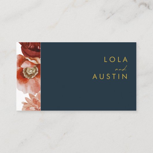 Carte De Placement Marsala Autumn Floral | Mariage plat de la marine (Dos)
