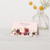 Carte De Placement Marsala Bourgogne & Flore Blush - Rose (Dos)
