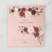 Carte De Placement Marsala Bourgogne & Flore Blush - Rose 2 (Extérieur déplié)