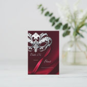 Carte De Placement Mascarade Argent Rouge joaillé Table PlaceCard (Debout devant)