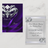 Carte De Placement Mascarade d'argent violet joaillé Table PlaceCard (Devant / Derrière)