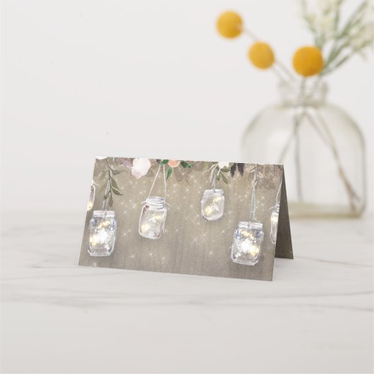 Carte De Placement Mason Jar éclaire Rustique (Dos)