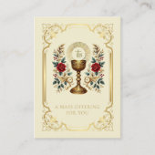 Carte De Placement Masse catholique offrant Monstrance Floral (Devant)