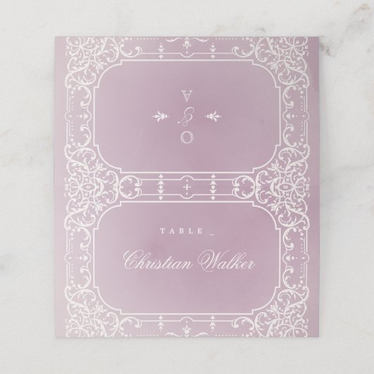 Carte De Placement Mauve élégante romantique carte de lieu de mariage (Extérieur déplié)