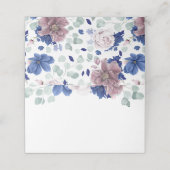 Carte De Placement Mauve Navy Blue Floral Élégant Mariage romantique (Extérieur déplié)