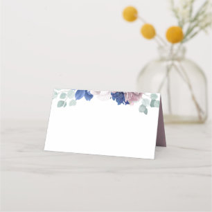 Carte De Placement Mauve Navy Blue Floral Élégant Mariage romantique