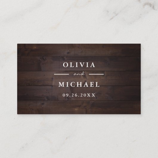 Carte De Placement Mauve violet fleurie bois rustique détails du mari (Dos)