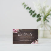 Carte De Placement Mauve violet fleurie bois rustique détails du mari (Debout devant)