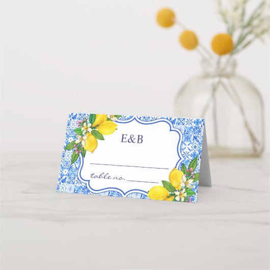 Carte De Placement Mediterranean Tiles - Wedding with Citrus Touches (Devant)